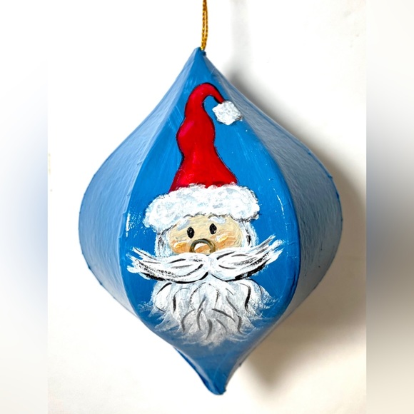 ORIGINAL Hand Painted Rudolph Hermie Santa 6 Side Paper Mache Christmas Ornament - Picture 3 of 9